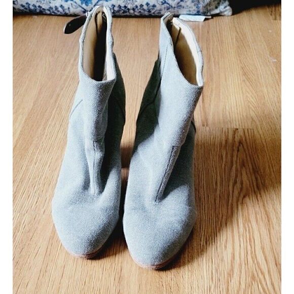 Rag & Bone Newbury Classic Green Canvas Size 10 Back Zip Ankle Boots Bootie - Picture 2 of 10